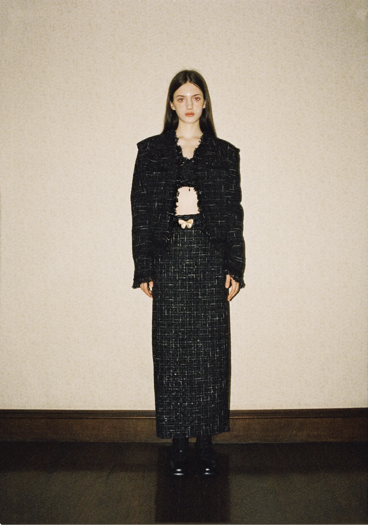 Black column dress